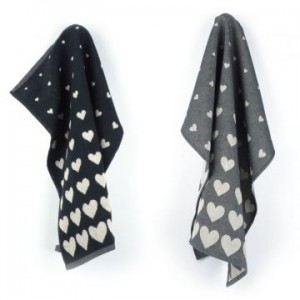 Hand- en Theedoek - Hearts - Zwart